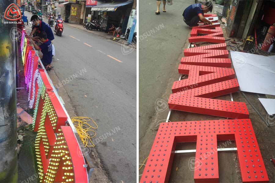 chữ nổi alu led ruồi sáng mặt