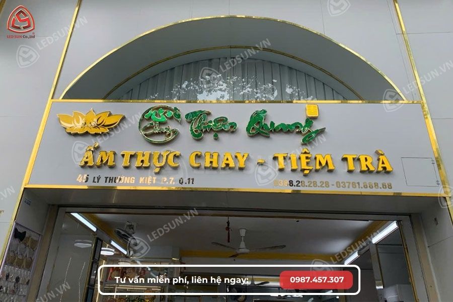 Bảng hiệu mặt tiền cho nhà hàng đồ chay