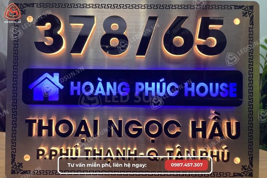 Làm biển số nhà inox chữ nổi binh dương