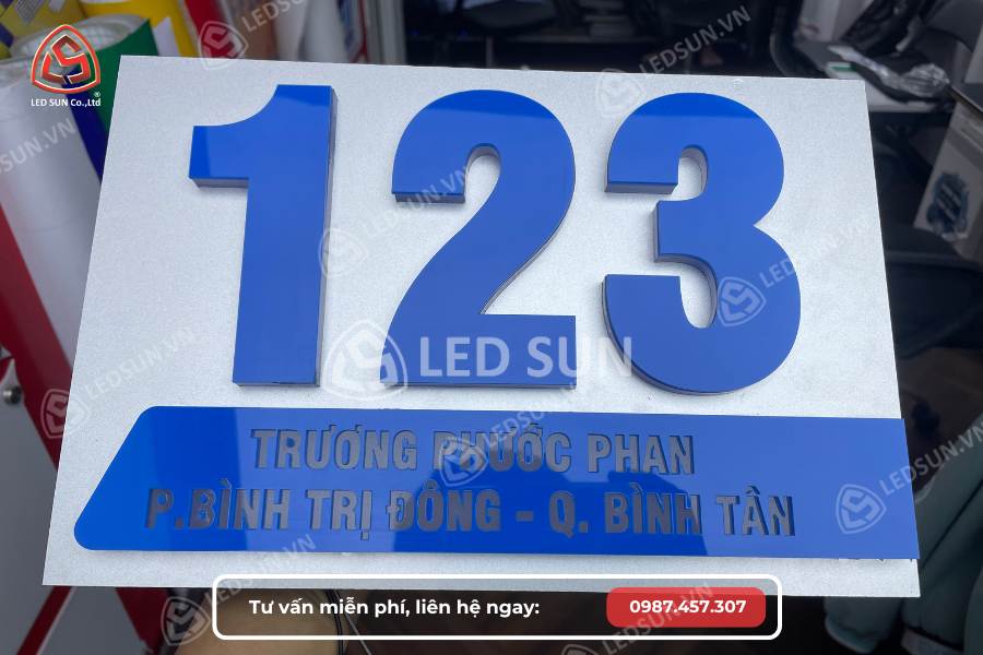 Biển số nhà alu chữ nổi sáng đèn