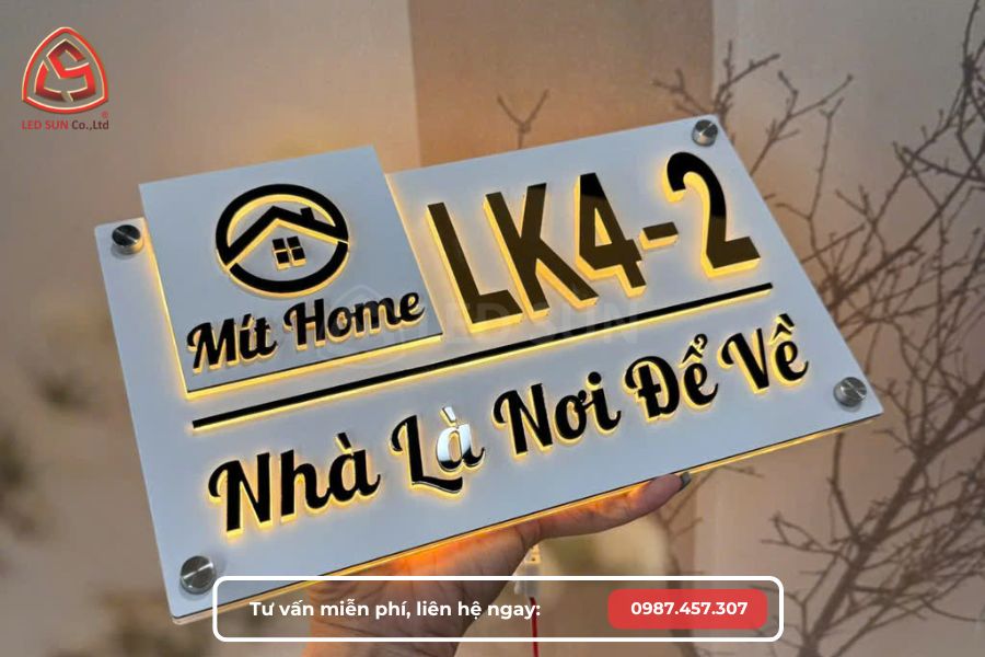 Biển số nhà alu chữ nổi sáng đèn