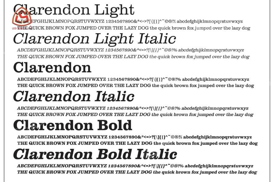 Font chữ quảng cáo Việt hóa Clarendon