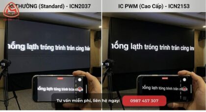So sánh màn hình led dùng IC thường bị bóng ma và IC PWM sắc nét